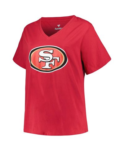Fanatics Women's  Brock Purdy Scarlet San Francisco 49ers Plus Size Player Name And Number V-neck T-s In Scarlet