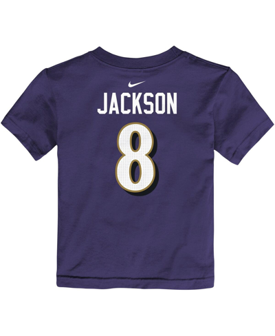 Nike Toddler Boys And Girls  Lamar Jackson Purple Baltimore Ravens Player Name And Number T-shirt In Purple