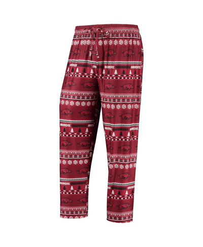 Concepts Sport Cardinal Arkansas Razorbacks Ugly Sweater Long Sleeve T-shirt And Pants Sleep Set In Cardinal