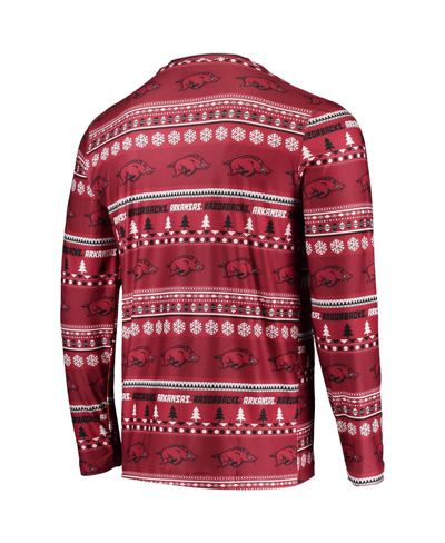Concepts Sport Cardinal Arkansas Razorbacks Ugly Sweater Long Sleeve T-shirt And Pants Sleep Set In Cardinal