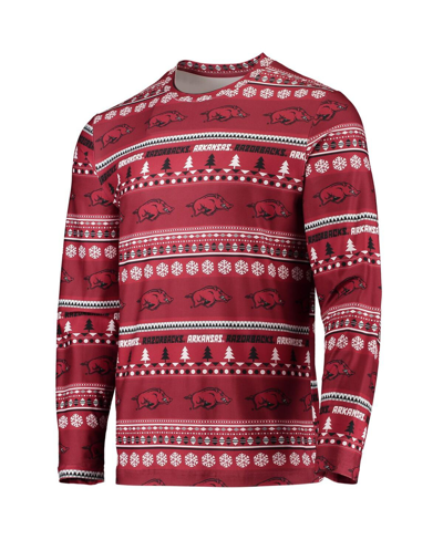 Concepts Sport Cardinal Arkansas Razorbacks Ugly Sweater Long Sleeve T-shirt And Pants Sleep Set In Cardinal