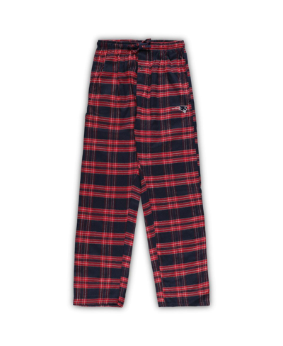 Shop Concepts Sport Men's  Navy, Red Distressed New England Patriots Big And Tall Flannel Sleep Set In Navy,red