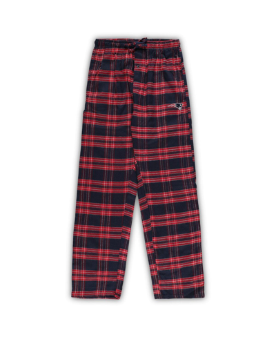 Concepts Sport Men's  Navy, Red Distressed New England Patriots Big And Tall Flannel Sleep Set In Navy,red