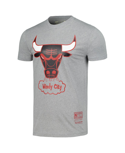 Shop Mitchell & Ness Men's And Women's  Gray Chicago Bulls Hardwood Classics Mvp Throwback Logo T-shirt