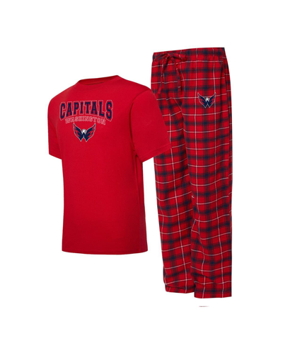 Shop Concepts Sport Men's  Red, Navy Washington Capitals Arctic T-shirt And Pajama Pants Sleep Set In Red,navy