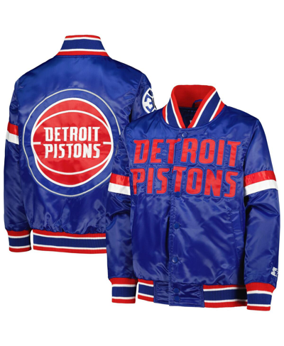 Shop Starter Big Boys  Blue Detroit Pistons Home Game Varsity Satin Full-snap Jacket