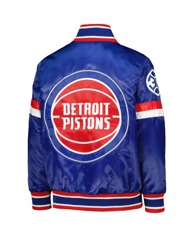 Shop Starter Big Boys  Blue Detroit Pistons Home Game Varsity Satin Full-snap Jacket