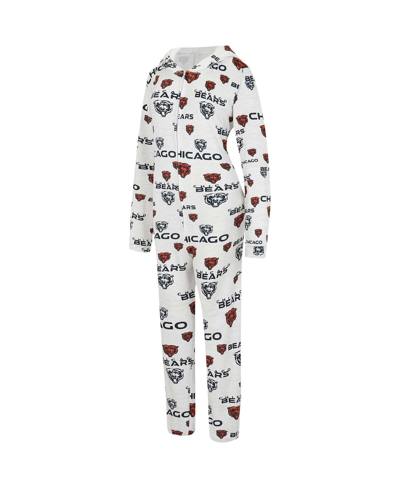 Concepts Sport Cream Chicago Bears Docket Hoodie Full-zip Union Suit In Cream