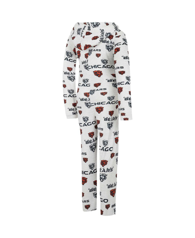 Concepts Sport Cream Chicago Bears Docket Hoodie Full-zip Union Suit In Cream