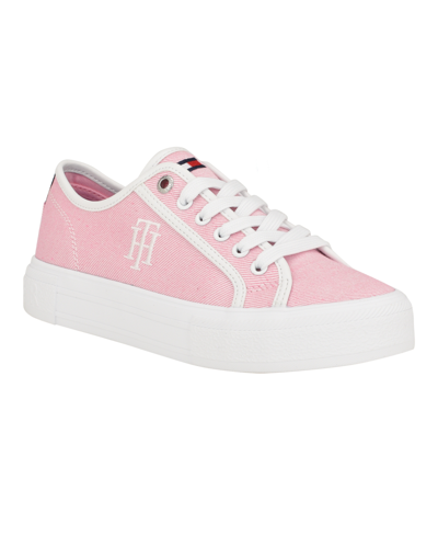 Shop Tommy Hilfiger Women's Alezya Casual Lace-up Sneakers In Light Pink Stripe Multi