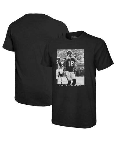 Majestic Threads Justin Jefferson Black Minnesota Vikings Oversized Player Image T-shirt In Black