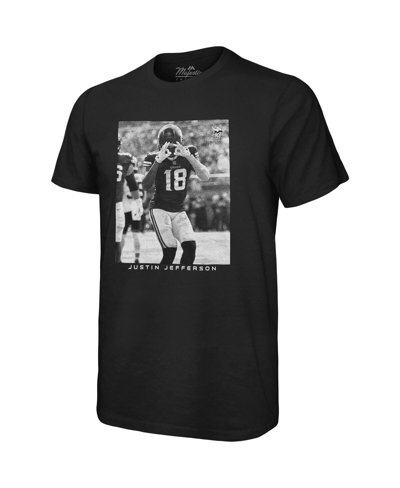 Majestic Threads Justin Jefferson Black Minnesota Vikings Oversized Player Image T-shirt In Black