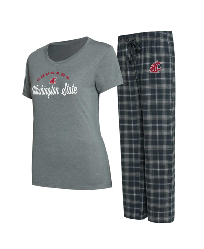 Shop Concepts Sport Women's  Charcoal, Gray Washington State Cougars Arctic T-shirt And Flannel Pants Slee In Charcoal,gray
