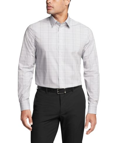 Shop Calvin Klein Men's Steel+ Slim Fit Stretch Wrinkle Resistant Dress Shirt In Gray