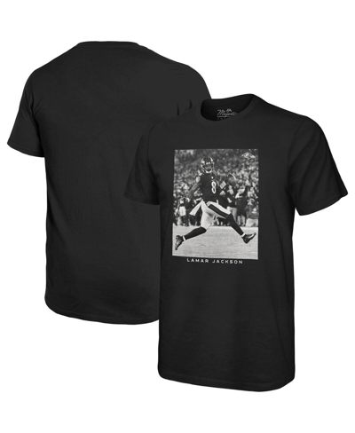 Majestic Threads Lamar Jackson Black Baltimore Ravens Oversized Player Image T-shirt In Black