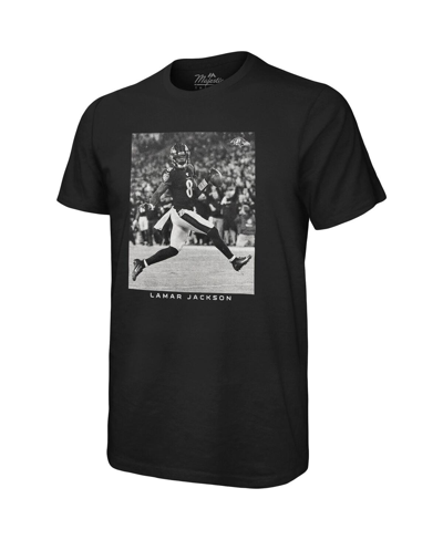 Shop Majestic Men's  Threads Lamar Jackson Black Baltimore Ravens Oversized Player Image T-shirt