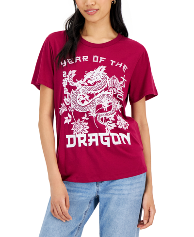 Shop Grayson Threads, The Label Juniors' Year Of Dragon Short-sleeve T-shirt In Red