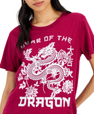 Shop Grayson Threads, The Label Juniors' Year Of Dragon Short-sleeve T-shirt In Red