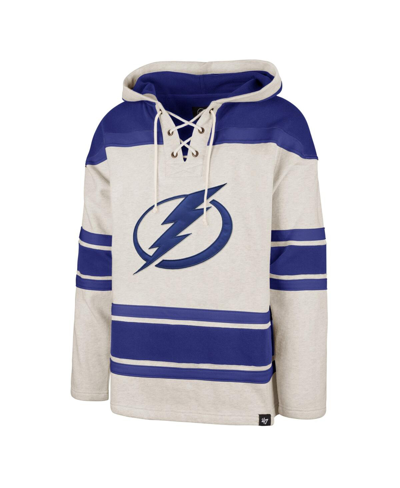 Shop 47 Brand Men's ' Oatmeal Tampa Bay Lightning Rockaway Lace-up Pullover Hoodie