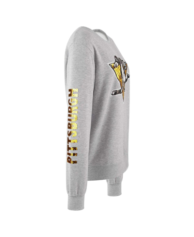 Shop Cuce Women's  Heather Gray Pittsburgh Penguins Sequin Pullover Sweatshirt