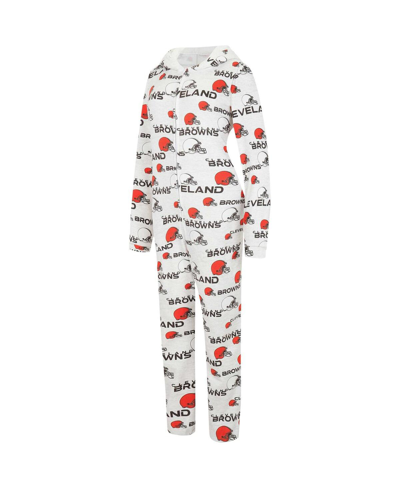 Concepts Sport Cream Cleveland Browns Docket Hoodie Full-zip Union Suit In Cream