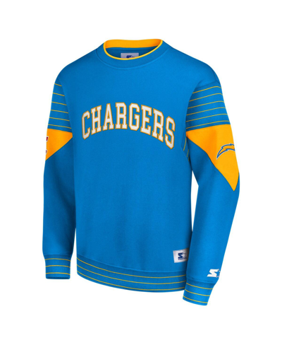 Shop Starter Men's  Powder Blue Los Angeles Chargers Face-off Pullover Sweatshirt