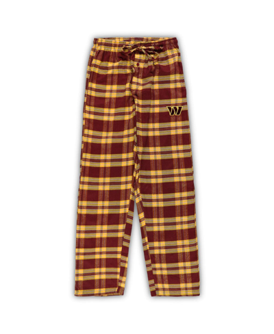 Shop Concepts Sport Men's  Burgundy, Gold Distressed Washington Commanders Big And Tall Flannel Sleep Set In Burgundy,gold