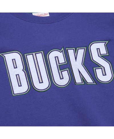 Shop Mitchell & Ness Men's  Purple Milwaukee Bucks Hardwood Classics There And Back Pullover Sweatshirt
