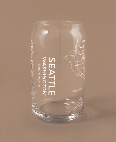 Narbo The Can Washington State Map 16 oz Everyday Glassware, Set Of 2 In White