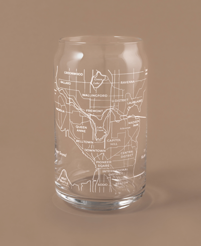 Shop Narbo The Can Seattle Map 16 oz Everyday Glassware, Set Of 2 In White