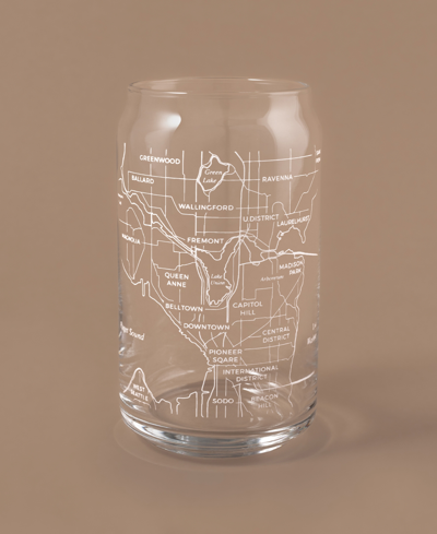 Narbo The Can Washington State Map 16 oz Everyday Glassware, Set Of 2 In White