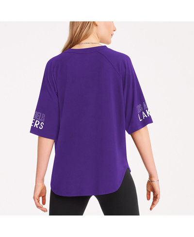 Shop Dkny Women's  Sport Purple Los Angeles Lakers Diana Raglan Tri-blend Oversized T-shirt
