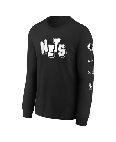 Shop Nike Big Boys  Black Distressed Brooklyn Nets 2023/24 City Edition Max90 Long Sleeve T-shirt