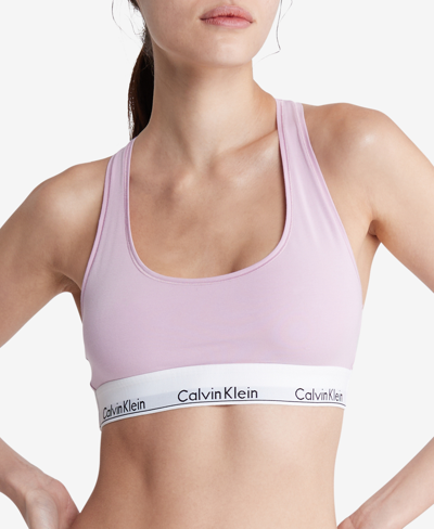Calvin Klein Modern Cotton Collection Unlined Cotton Blend Bralette In  Mauve Mist