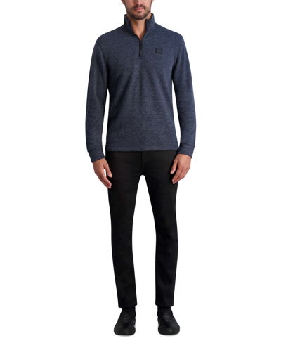 Shop Karl Lagerfeld Men's Slim-fit Quarter-zip Knit Pullover In Navy