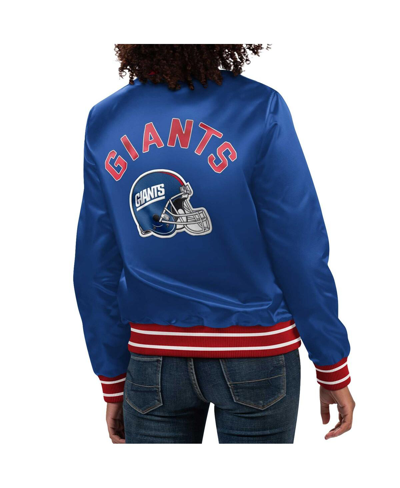 Starter Royal New York Giants Full Count Satin Full-snap Varsity Jacket In Royal