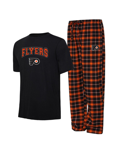 Shop Concepts Sport Men's  Black, Orange Philadelphia Flyers Arctic T-shirt And Pajama Pants Sleep Set In Black,orange