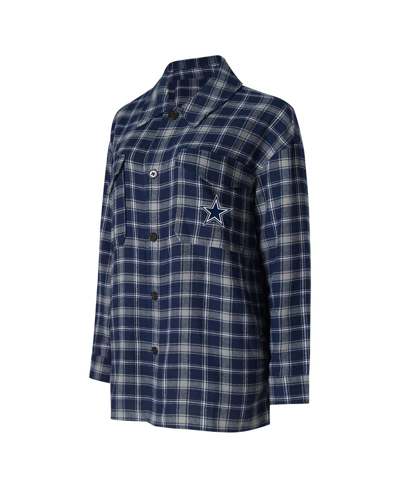 Concepts Sport Women's  Navy Dallas Cowboys Arctic Boyfriend Flannel Nightshirt In Navy