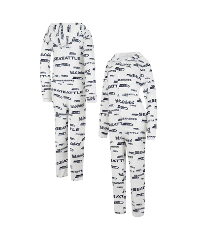 Shop Concepts Sport Women's  Cream Seattle Seahawks Docket Hoodie Full-zip Union Suit