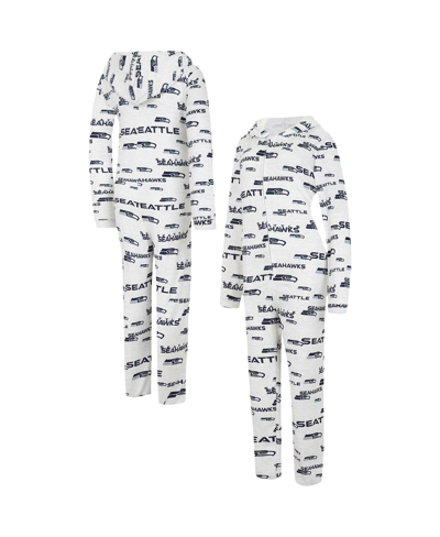 Concepts Sport Cream Seattle Seahawks Docket Hoodie Full-zip Union Suit In Cream
