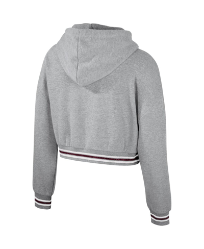Shop The Wild Collective Women's  Heather Gray Distressed Texas A&m Aggies Cropped Shimmer Pullover Hoodie