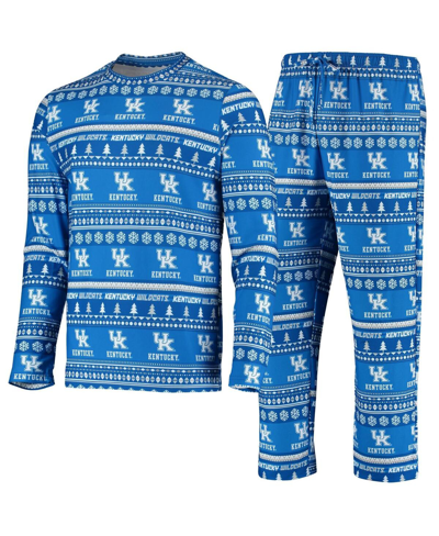 Shop Concepts Sport Men's  Royal Kentucky Wildcats Ugly Sweater Knit Long Sleeve Top And Pant Set