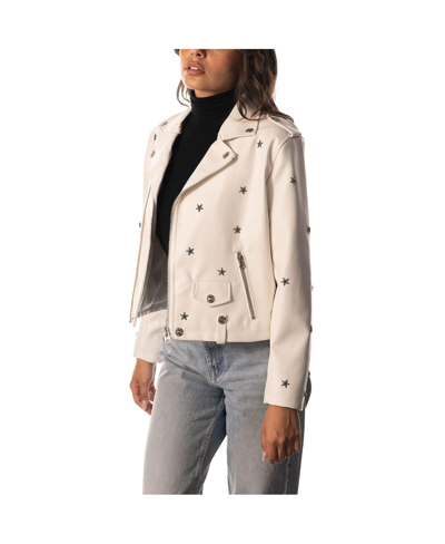 The Wild Collective White Dallas Cowboys Faux Leather Full-zip Racing Jacket In White