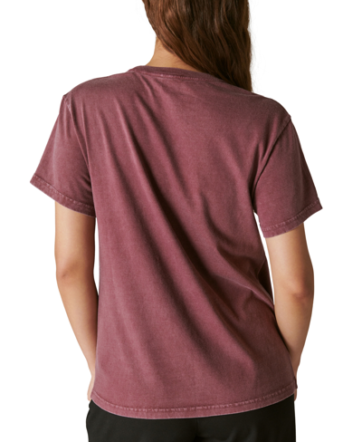 Shop Lucky Brand Women's Studded Butterfly Graphic-print Boyfriend T-shirt In Maroon Banner