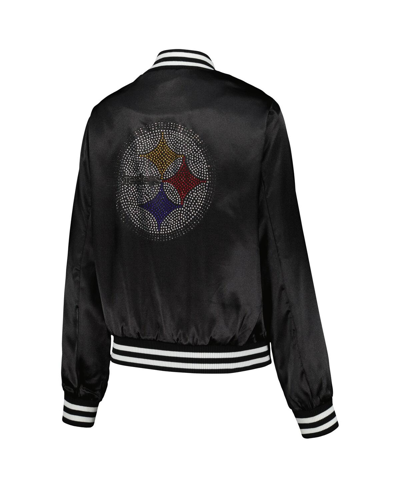 Shop Cuce Women's  Black Pittsburgh Steelers Rhinestone Full-zip Varsity Jacket