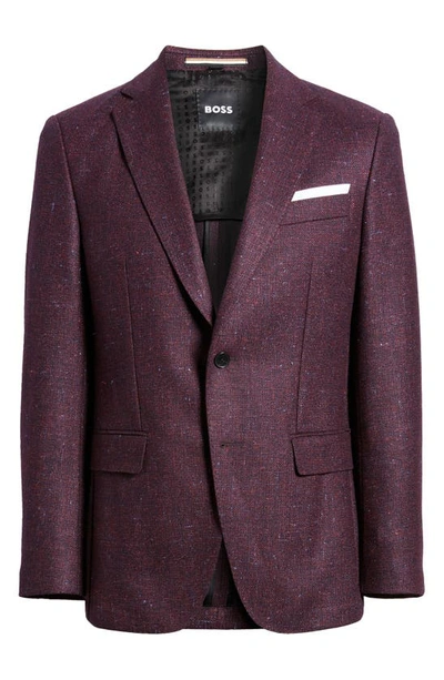 Shop Hugo Boss Boss Hutson Wool & Silk Tweed Sport Coat In Dark Red