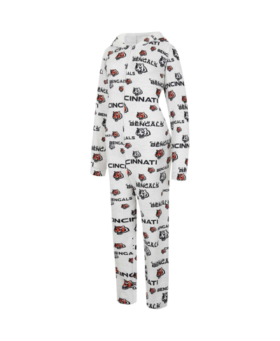 Concepts Sport Cream Cincinnati Bengals Docket Hoodie Full-zip Union Suit In Cream