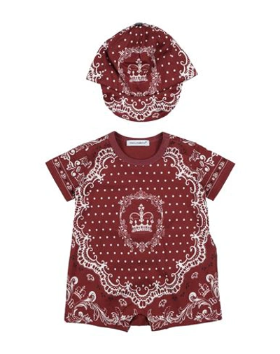 Shop Dolce & Gabbana Newborn Boy Baby Accessories Set Brick Red Size 0 Cotton
