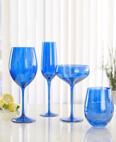 Shop Qualia Glass Carnival Coupe 13 oz Glasses, Set Of 4 In Turquoise