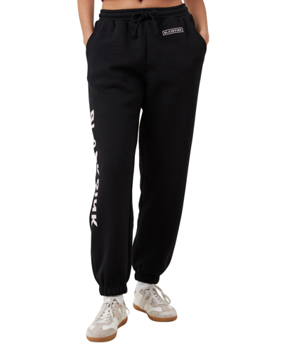 Shop Cotton On Women's Fleece Sweatpants In Black Pink Logo,black